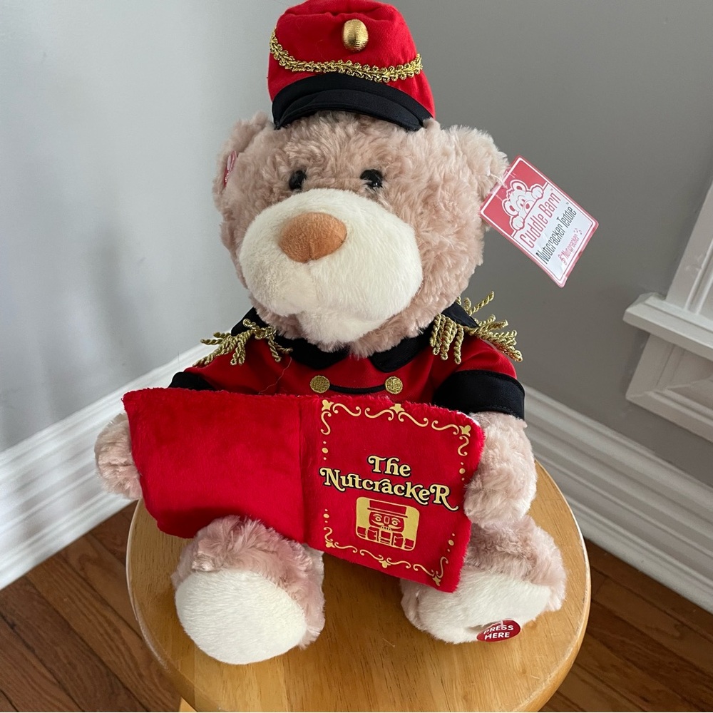 The Nutcracker Teddy Bear Plush - Red and Black Animatronic Cuddle Barn Toy